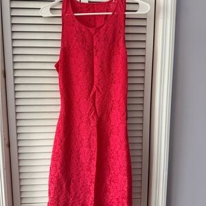 Express Elegant Coral Lace Dress